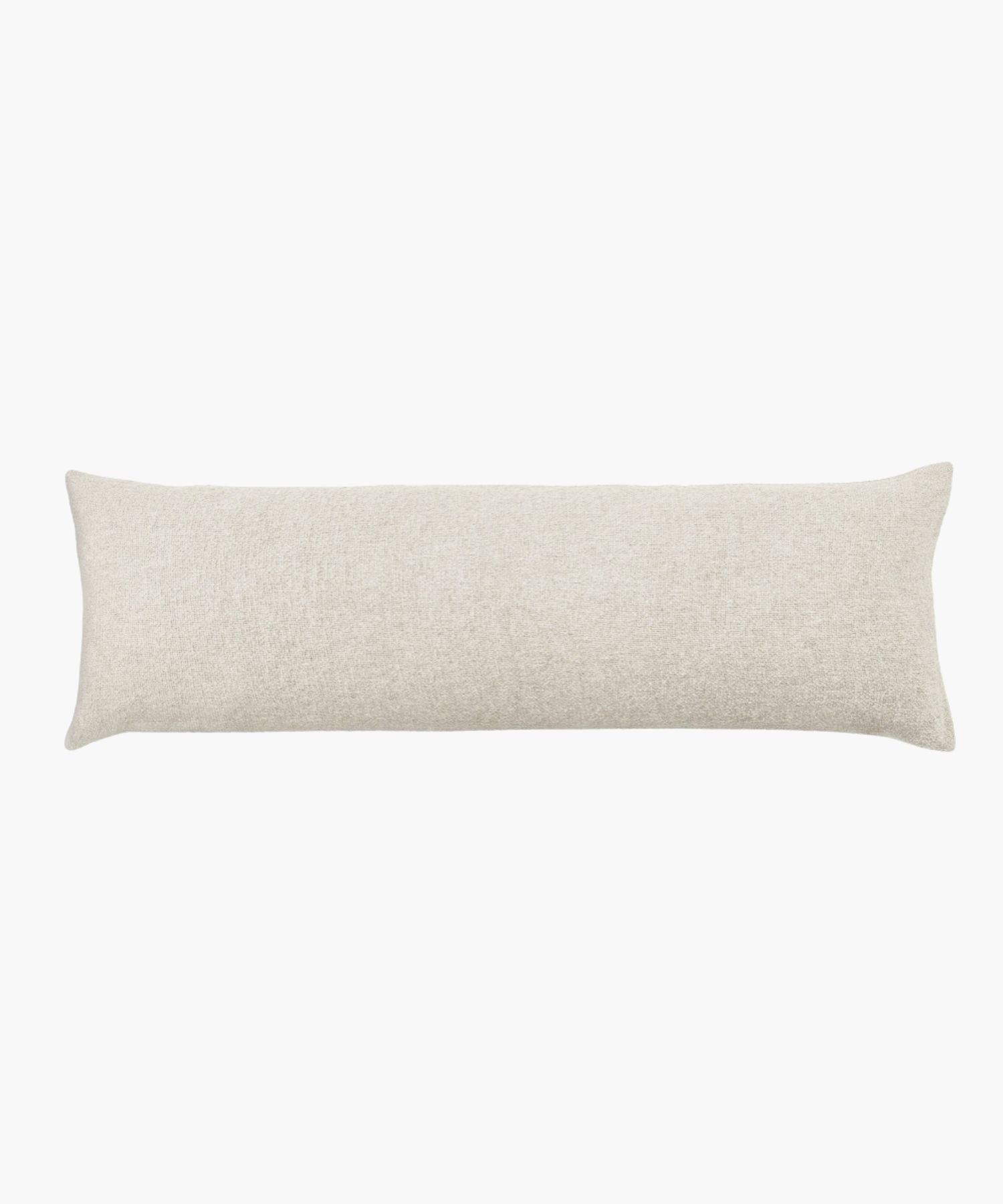 Ivory body pillow sham with boucle weave and clean knife-edge finish, styled against a white background.