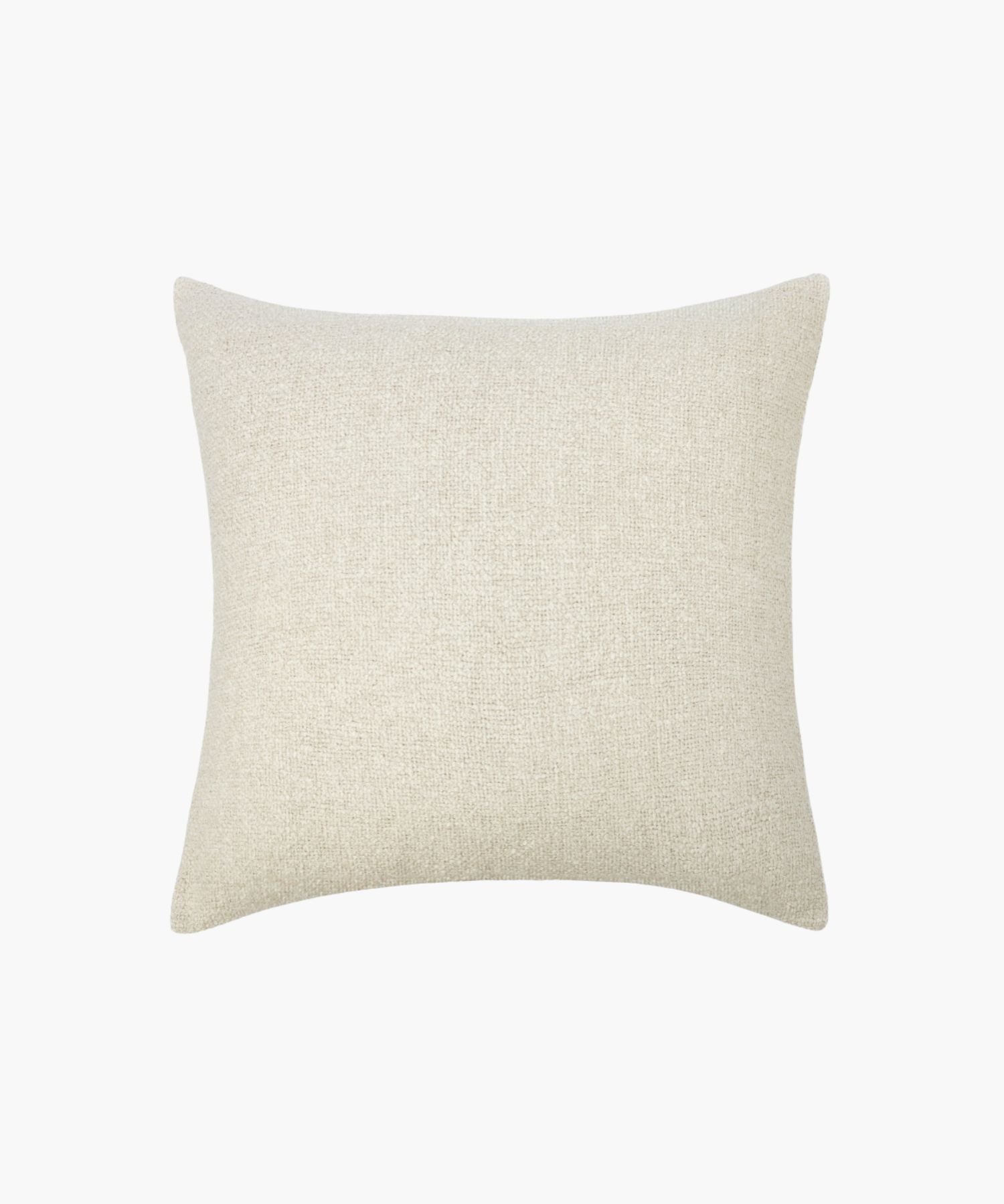 Square ivory sham with boucle weave and clean knife-edge finish, styled against a white background.
