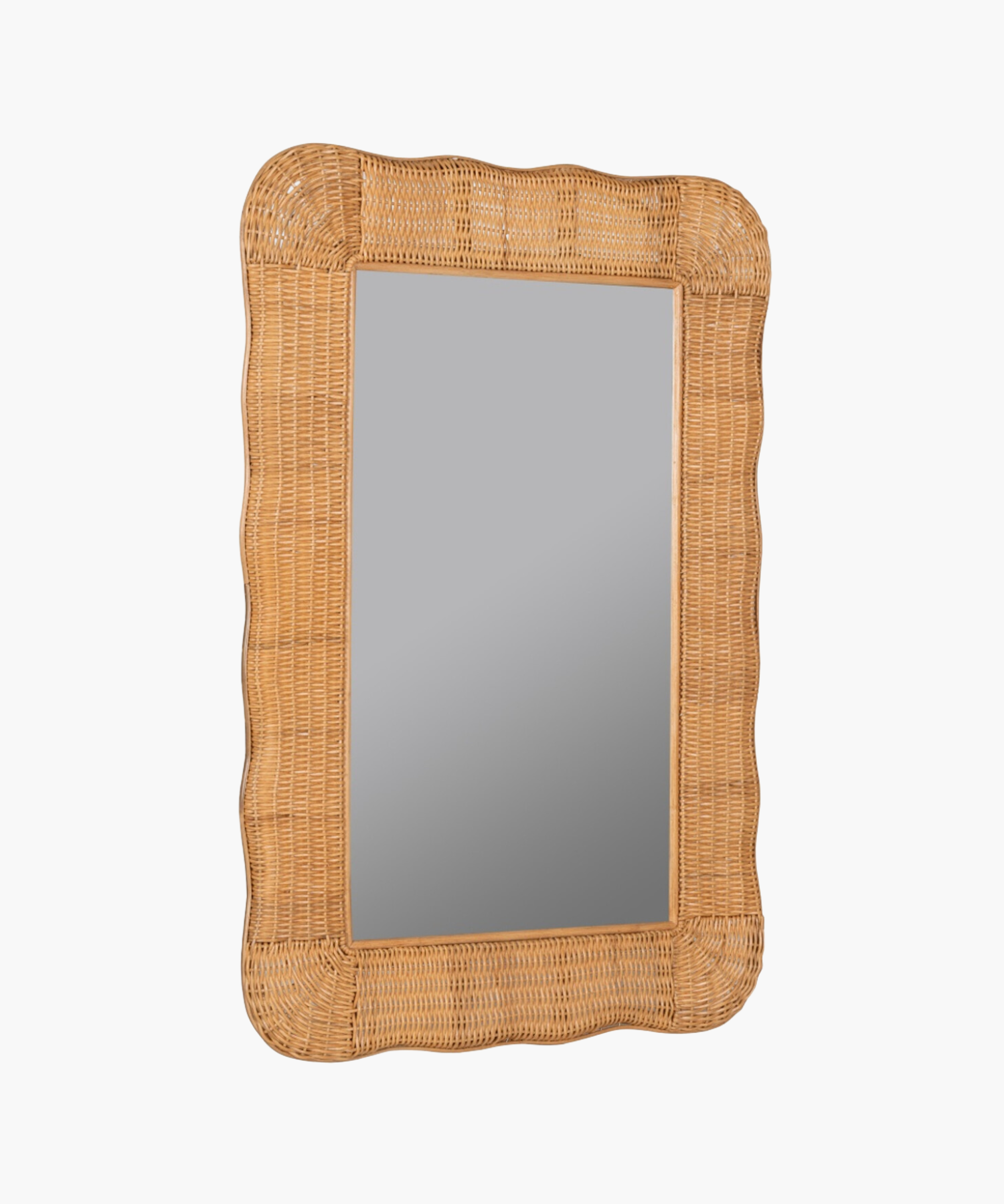 Rectangular Audley Accent Mirror with a rattan frame in a natural finish. | Wildwood Home Co.