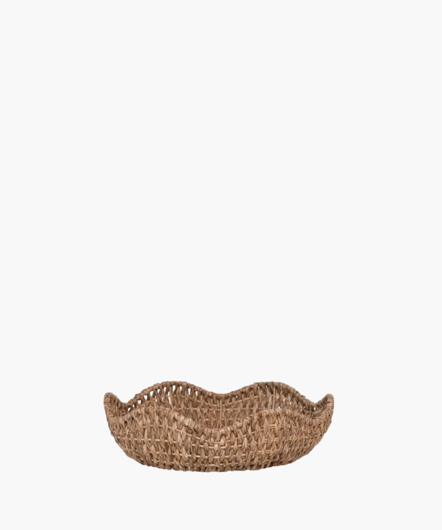 A bankuan woven bowl or basket with a scalloped edge. The earthy tone conveys a rustic, organic feel.