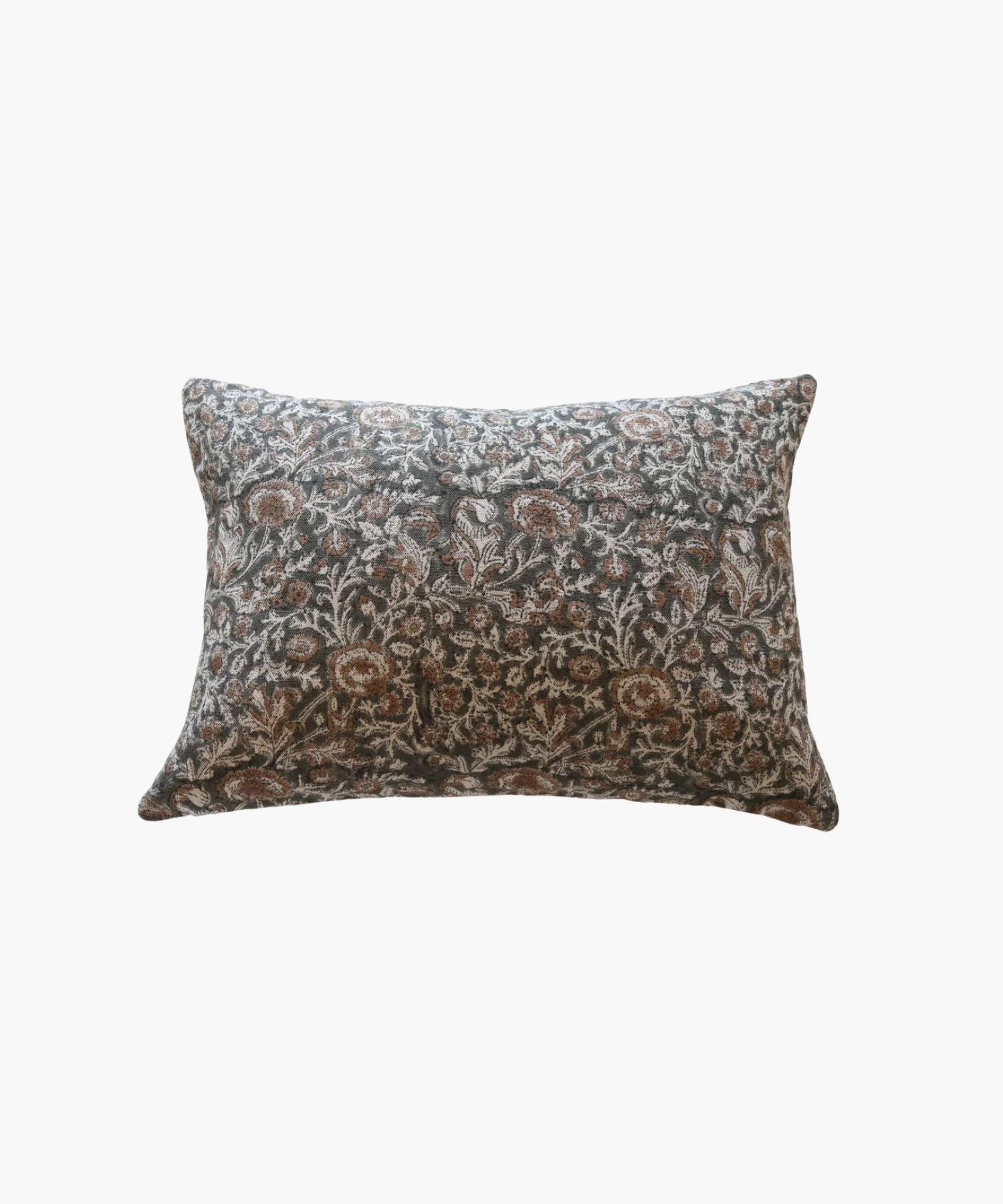 Lumbar decorative pillow with floral pattern on a white background. | Wildwood Home Co.