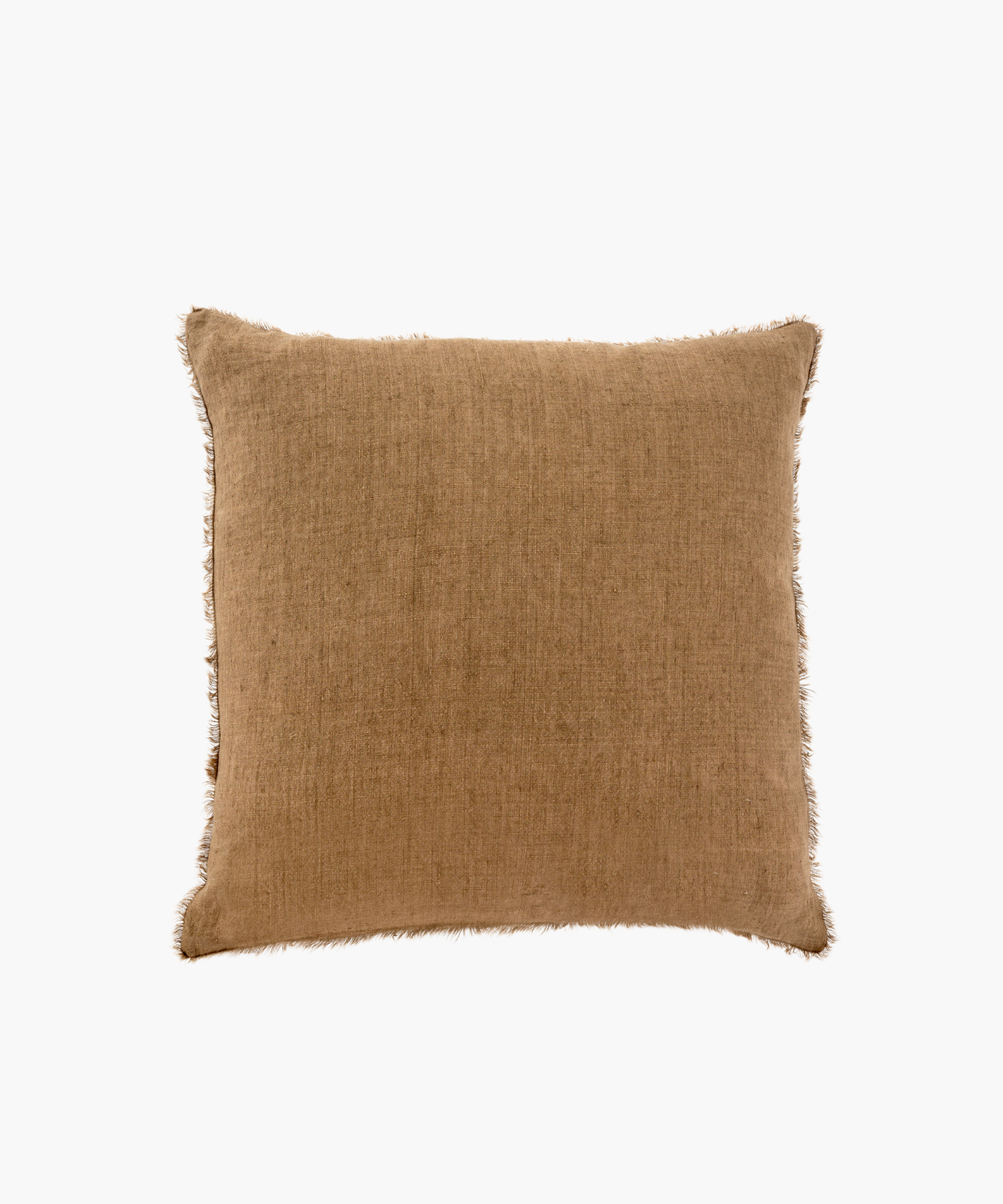 A rectangular brown pillow with a soft, textured fabric and delicate, fringed edges, conveying comfort and warmth. | Wildwood Home Co.