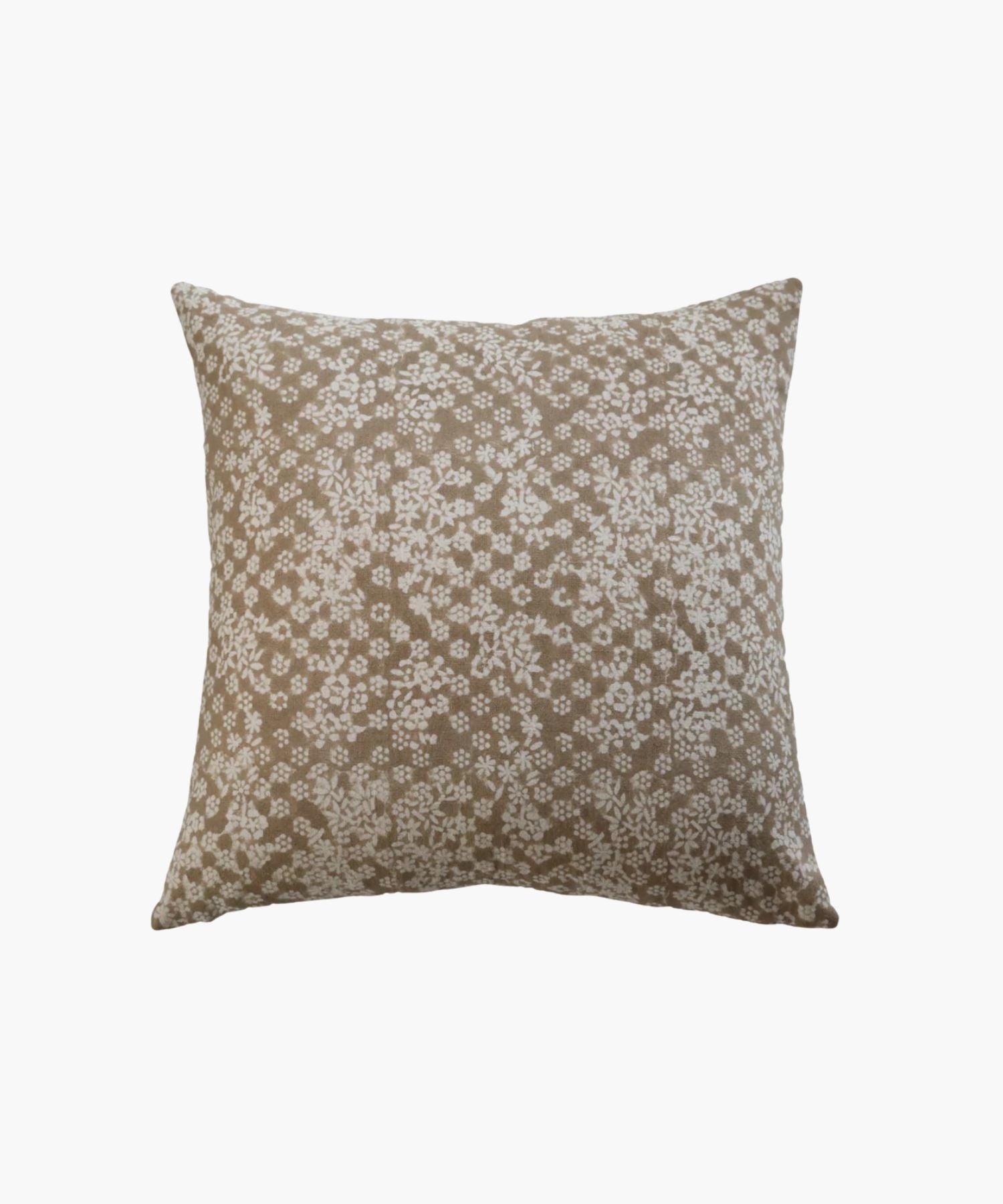 Beige floral patterned pillow on a white background. | Wildwood Home Co.