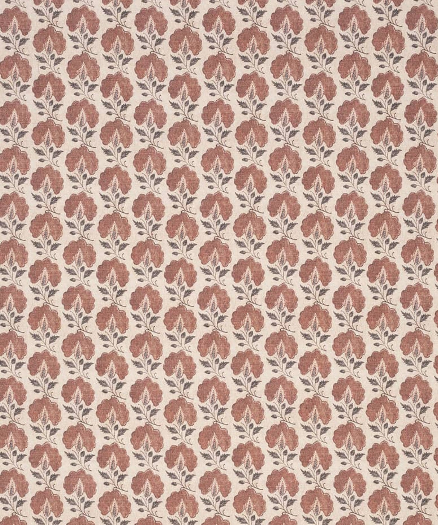 Red floral pattern fabric texture swatch.