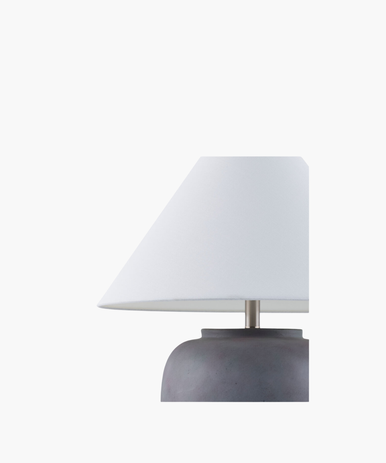 A minimalist table lamp with a broad, smooth gray ceramic base and a crisp white conical shade. The design is modern and calming, ideal for interiors. | Wildwood Home Co.