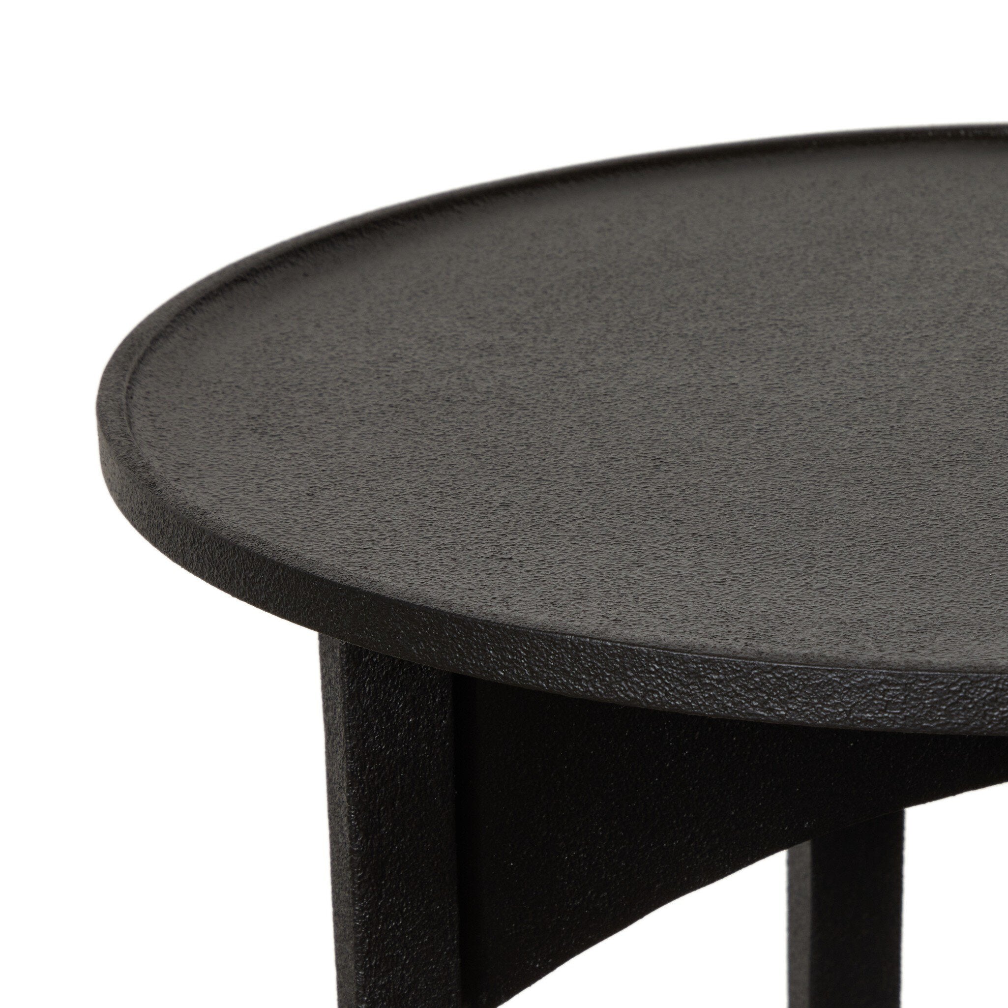 Simple textured black iron end table.