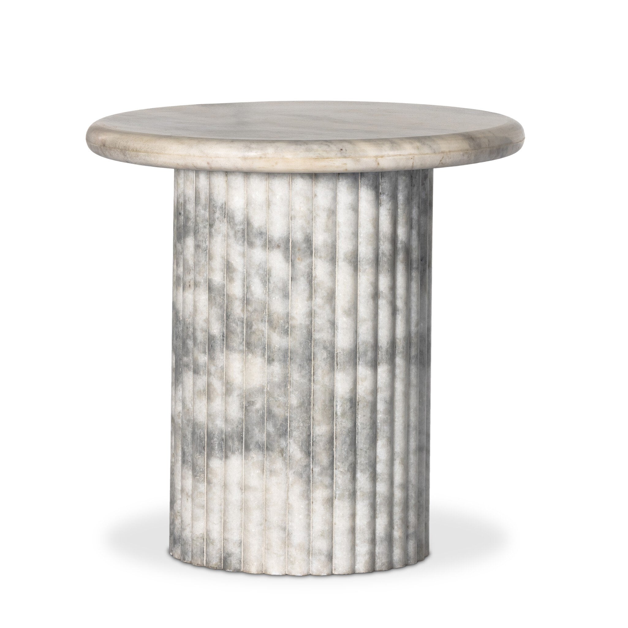 A ribbed marble base topped with polished white marble. | Wildwood Home Co.