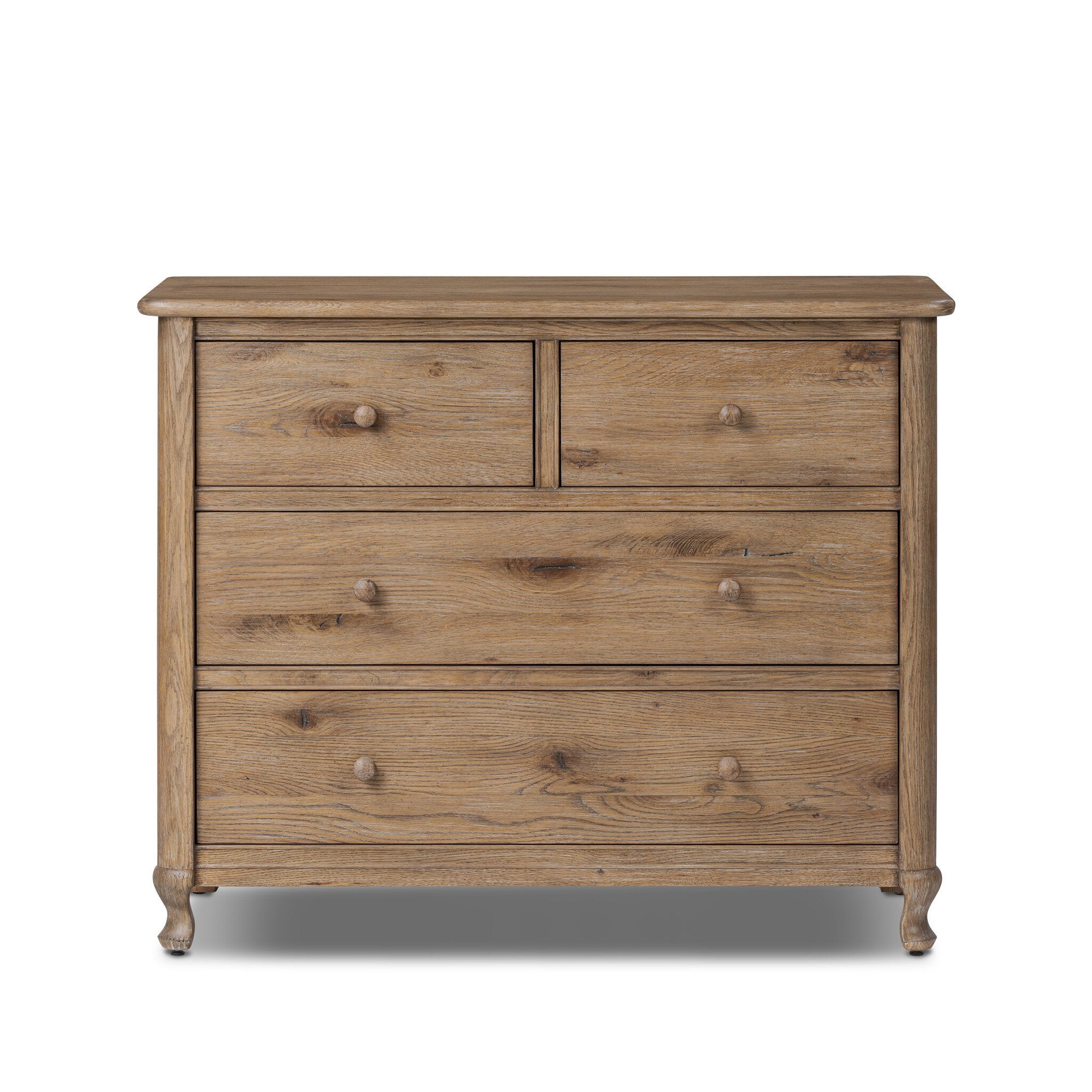 Wooden dresser with four drawers on a white background. | Wildwood Home Co.
