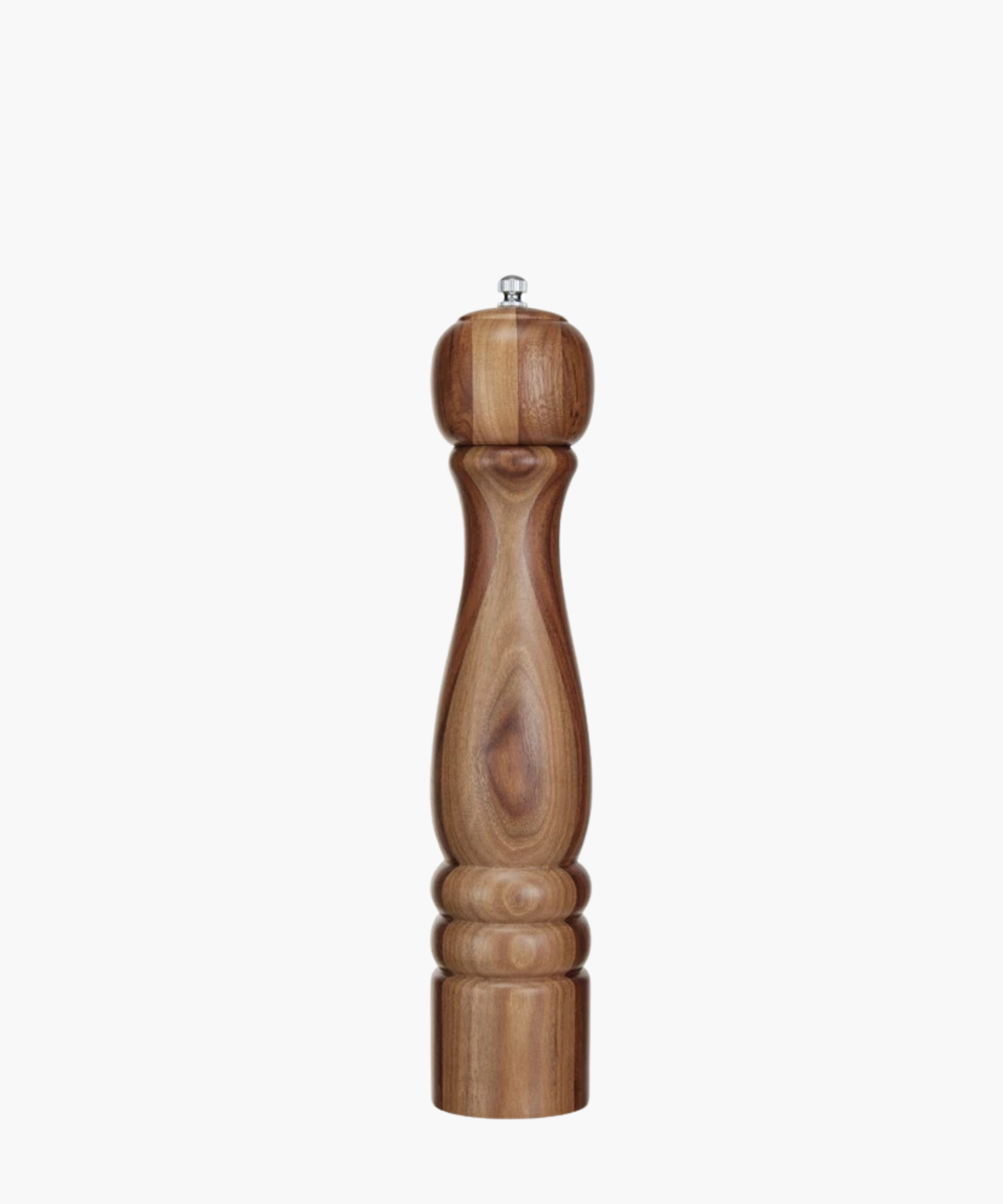 Wooden pepper or salt grinder with smooth, polished finish. Its elegant curves and rich grain patterns convey a classic, refined look. | Wildwood Home Co.