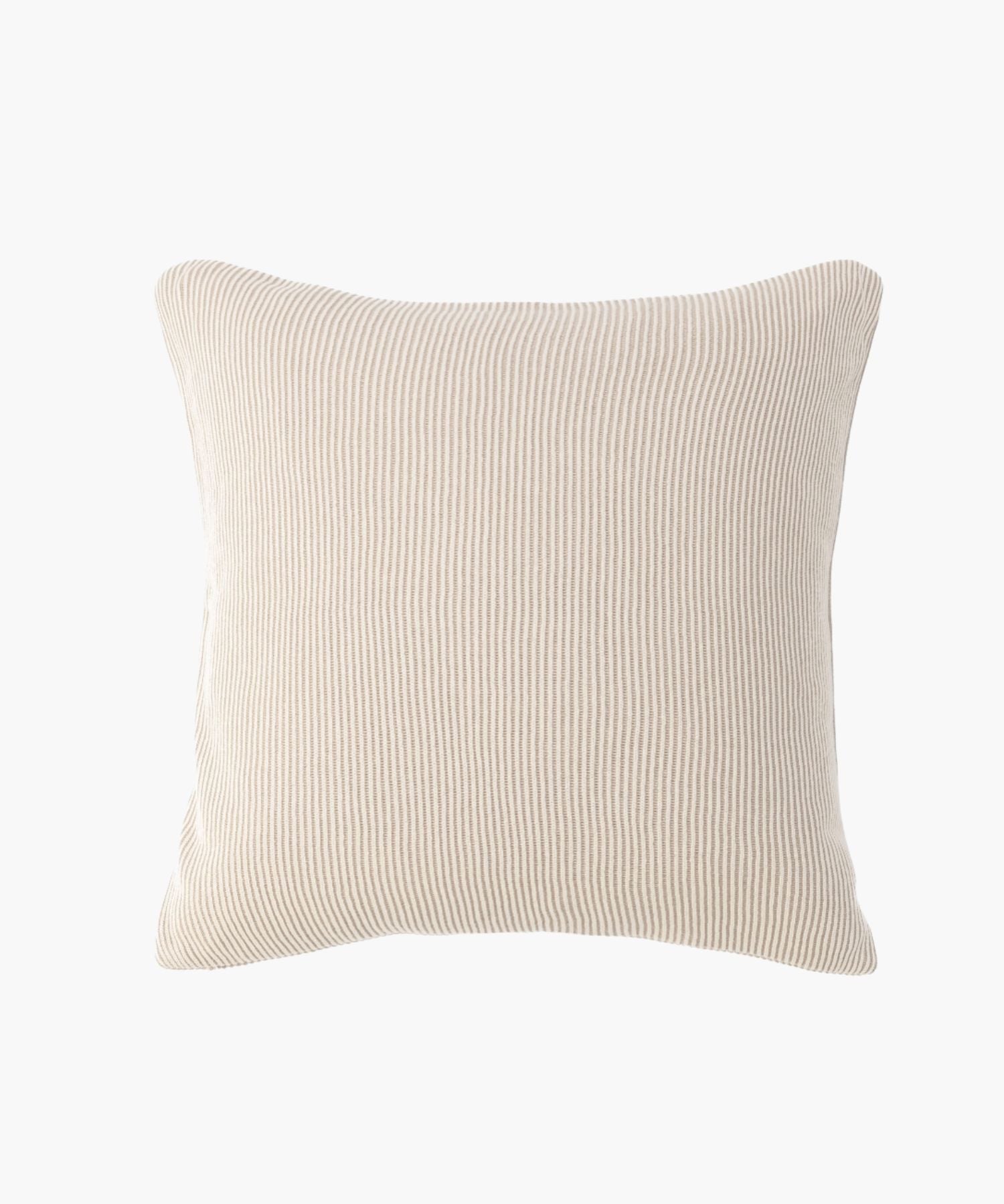Full front view of the Amory Sham in ribbed cream knit, highlighting its square shape and textured softness. | Wildwood Home Co.