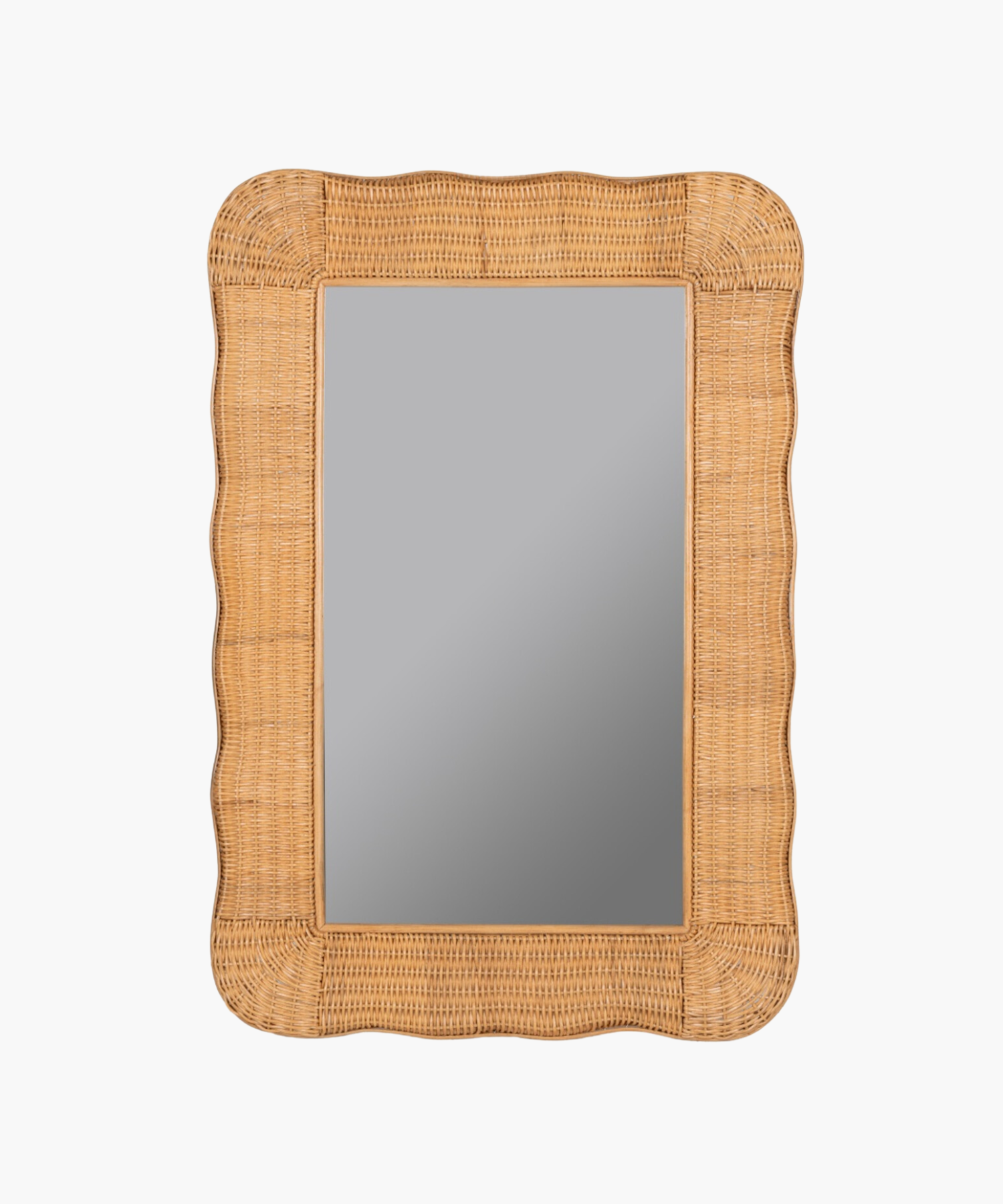 Rectangular Audley Accent Mirror with a rattan frame in a natural finish. | Wildwood Home Co.
