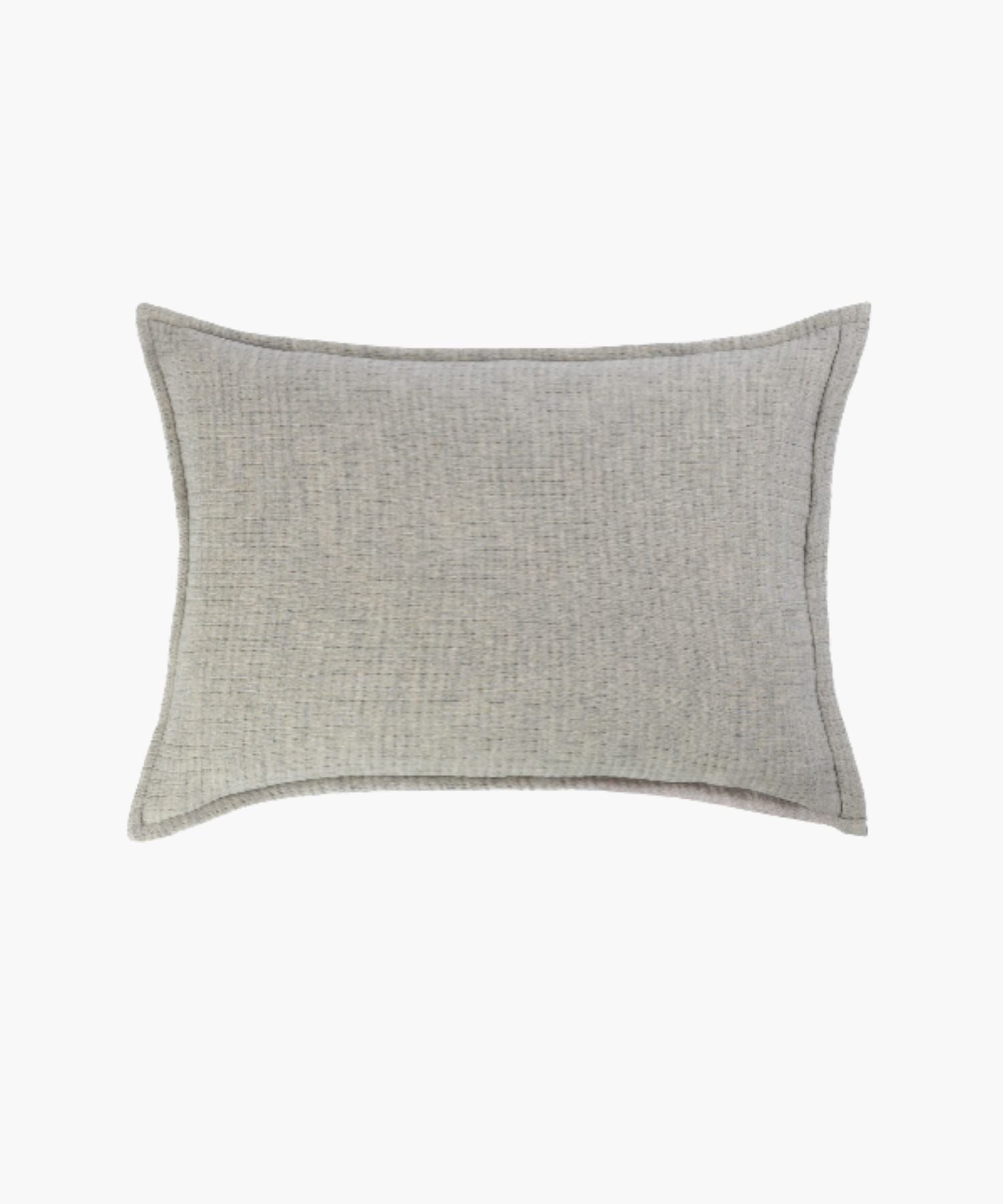 Rectangular gray textured pillow on a white background styled to highlight its weave texture. | Wildwood Home Co.