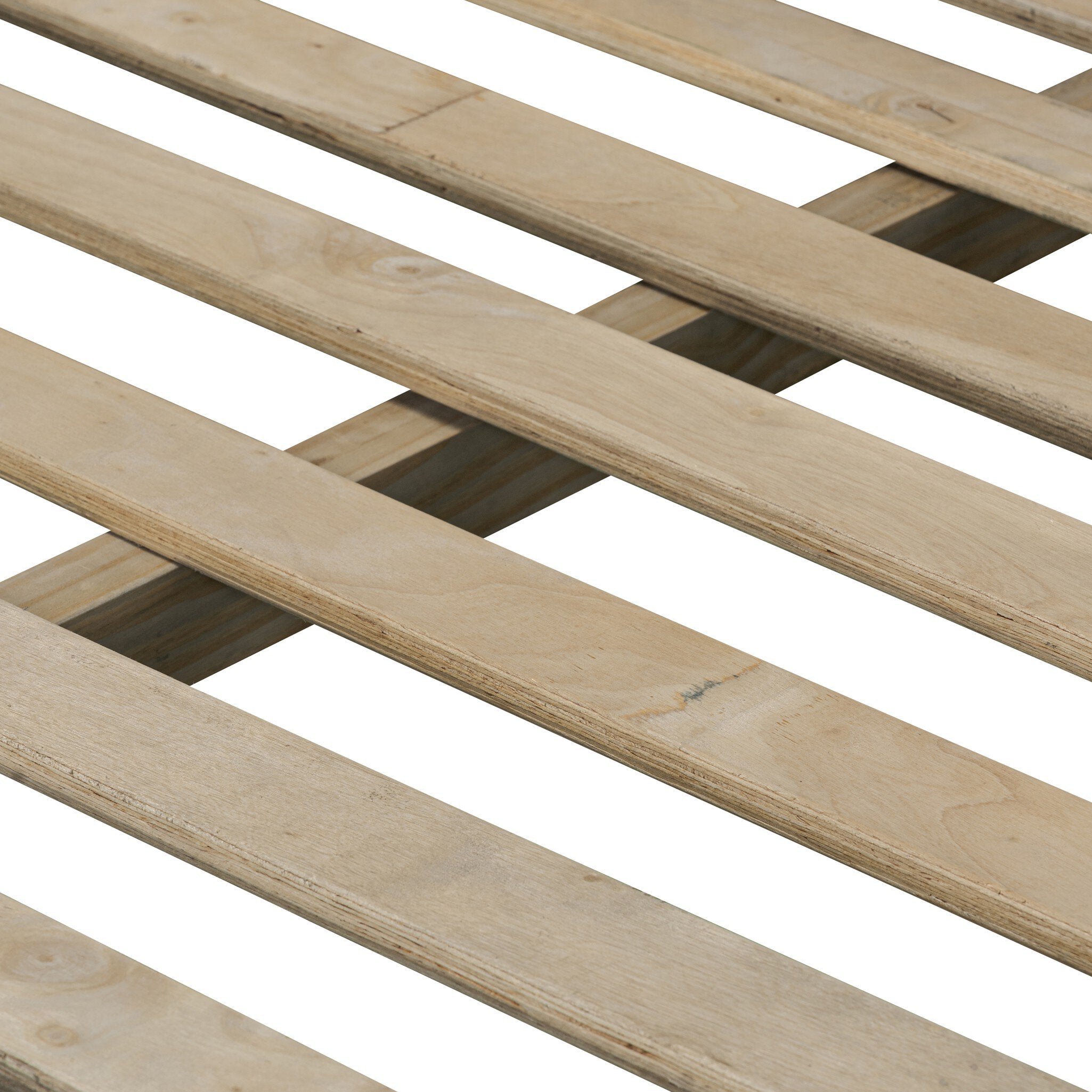 Close up of a heritage-inspired oak bed featuring soft curves, linen upholstered headboard, and white bedding on a white background. 