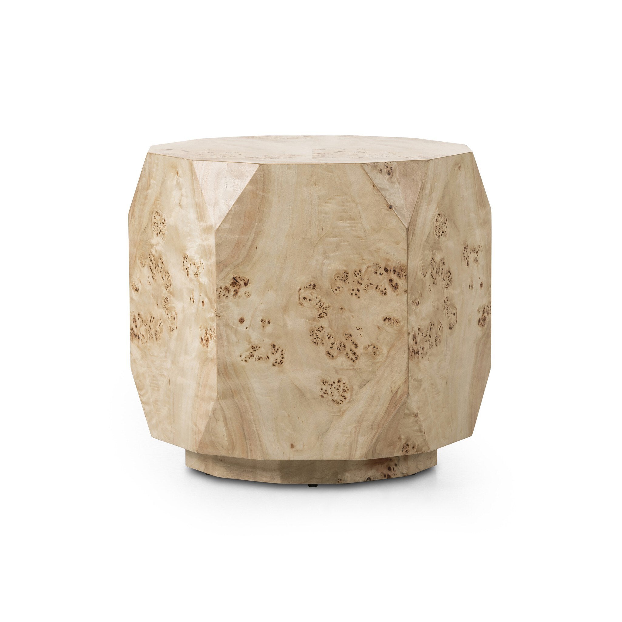 Wooden end table with a natural, textured finish on a white background. | Wildwood Home Co.