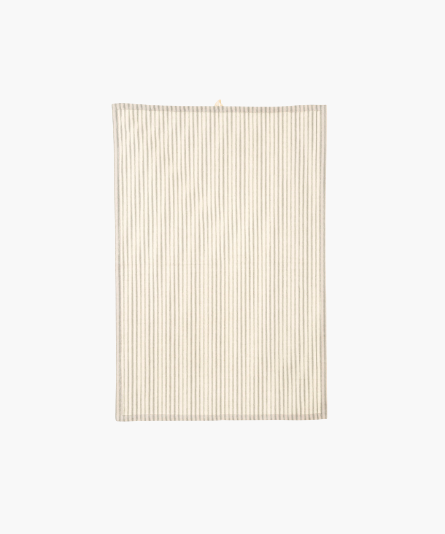 A beige kitchen towel with vertical gray stripes. The design is simple and minimalist, conveying a clean, modern aesthetic.  | Wildwood Home Co.