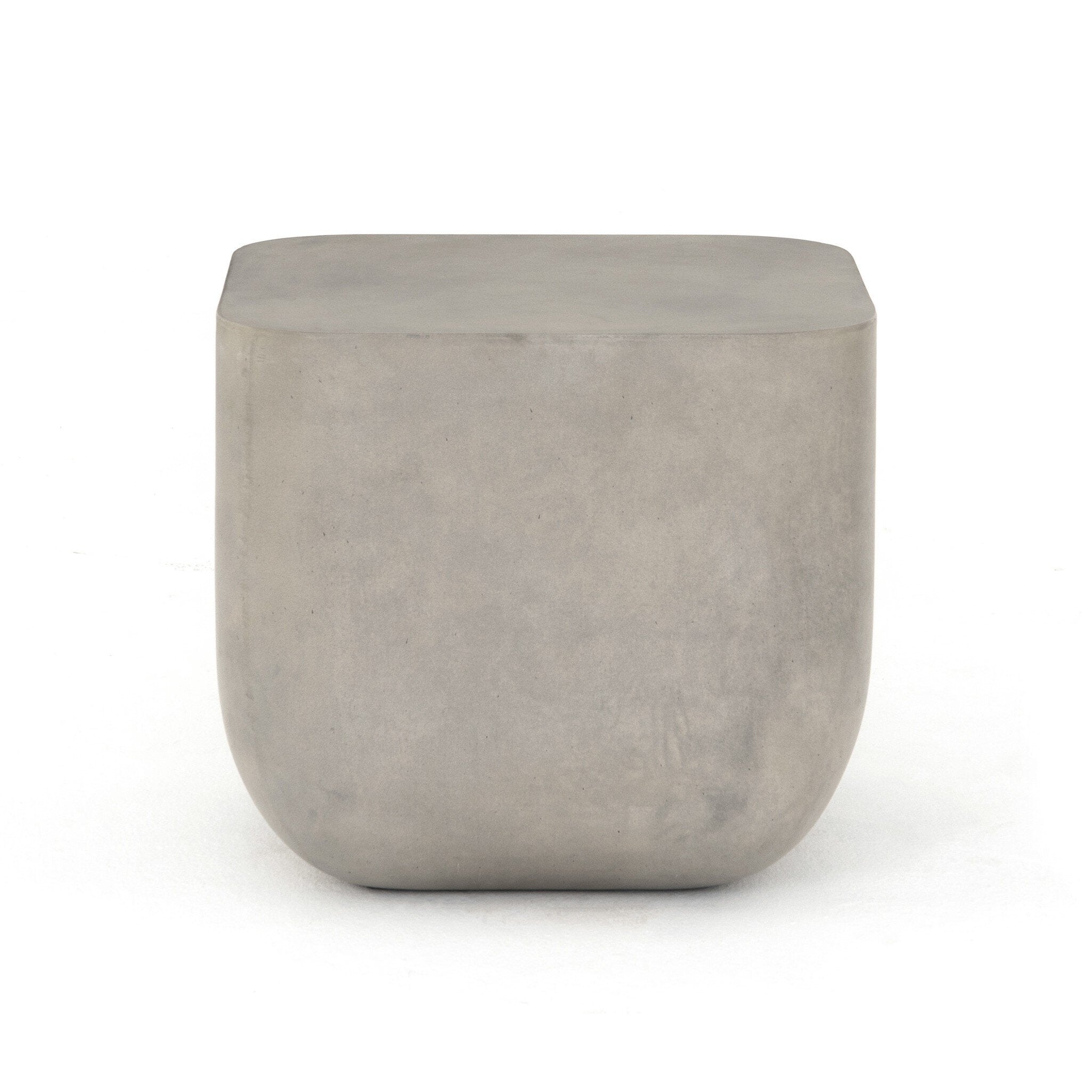 Grey-finished concrete and soft square shaped end table on a white background. | Wildwood Home Co.