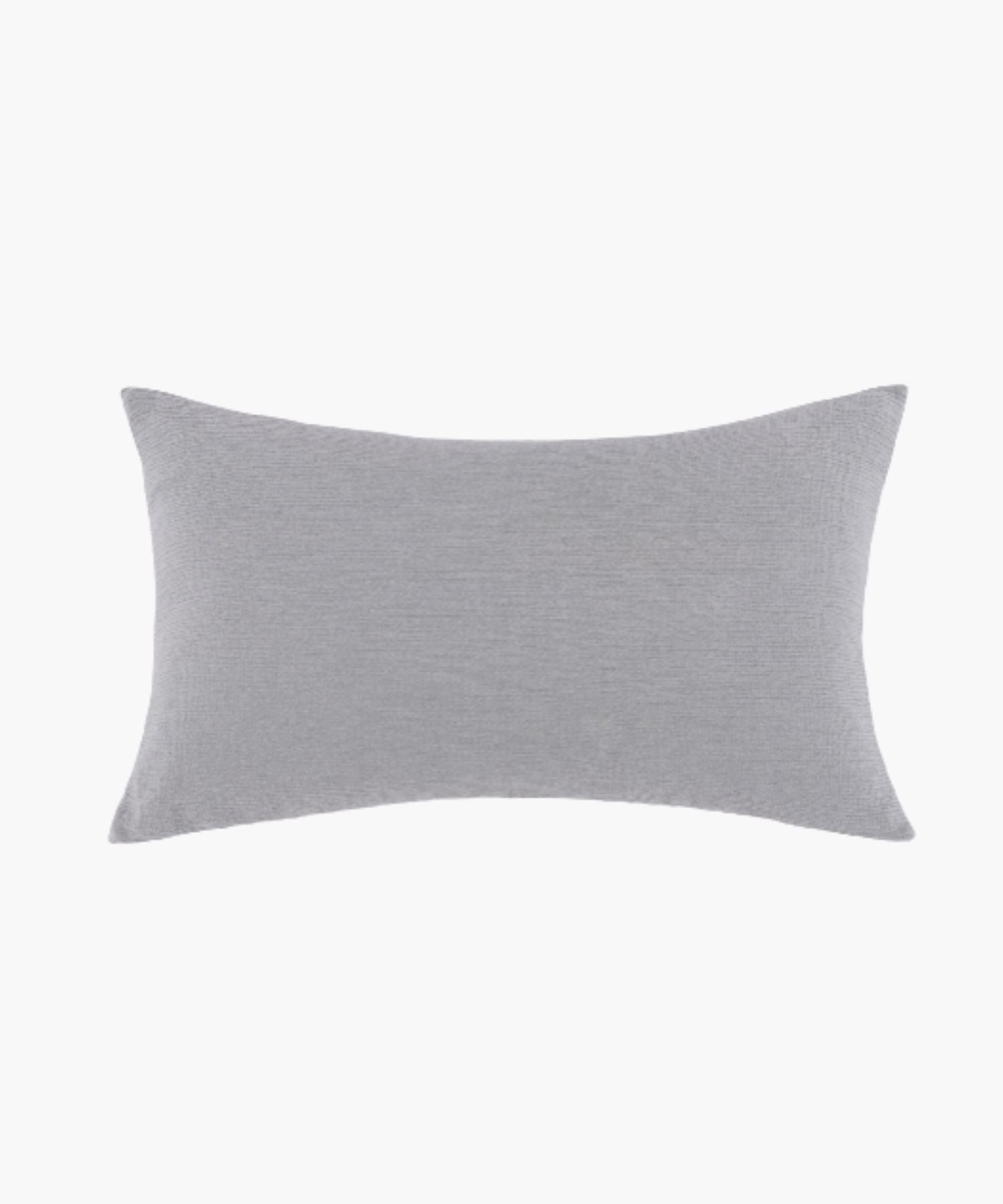 Rectangular soft grey cotton sham with a clean knife edge and soft crinkled texture on a white background.
