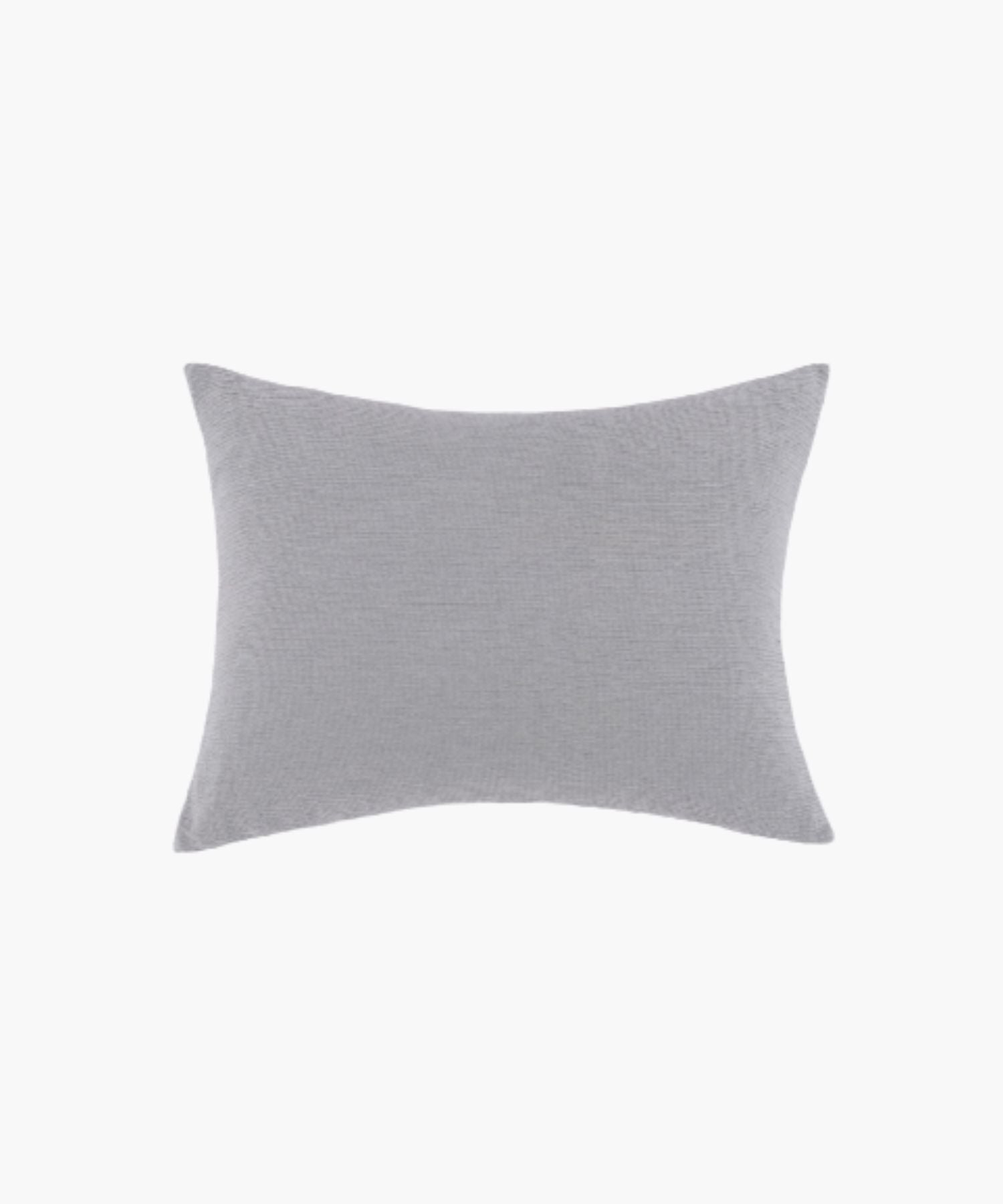 Rectangular soft grey cotton sham with a clean knife edge and soft crinkled texture on a white background.