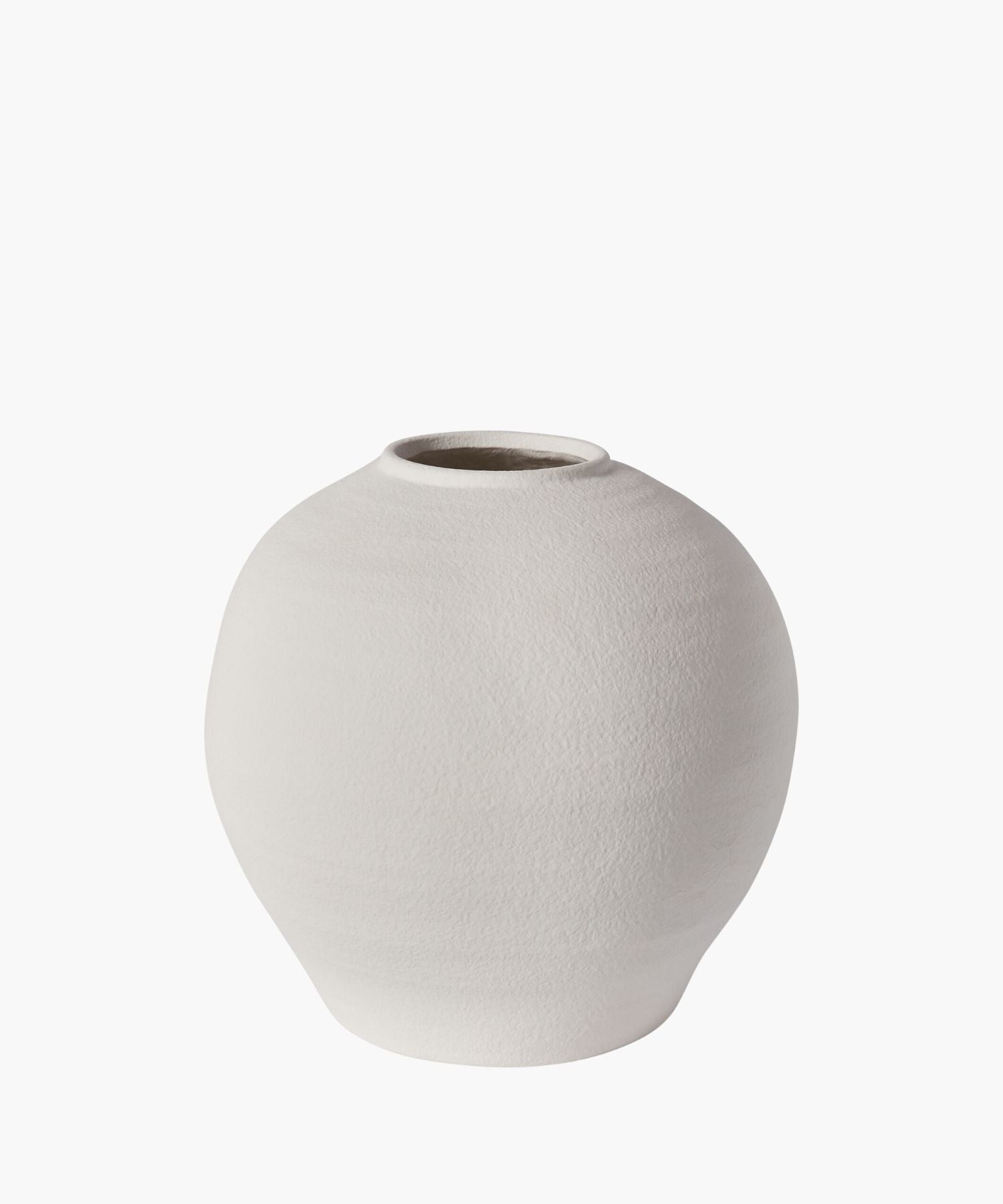 A Round bellied cement vases with a  textural white matte finish. | Wildwood Home Co. 