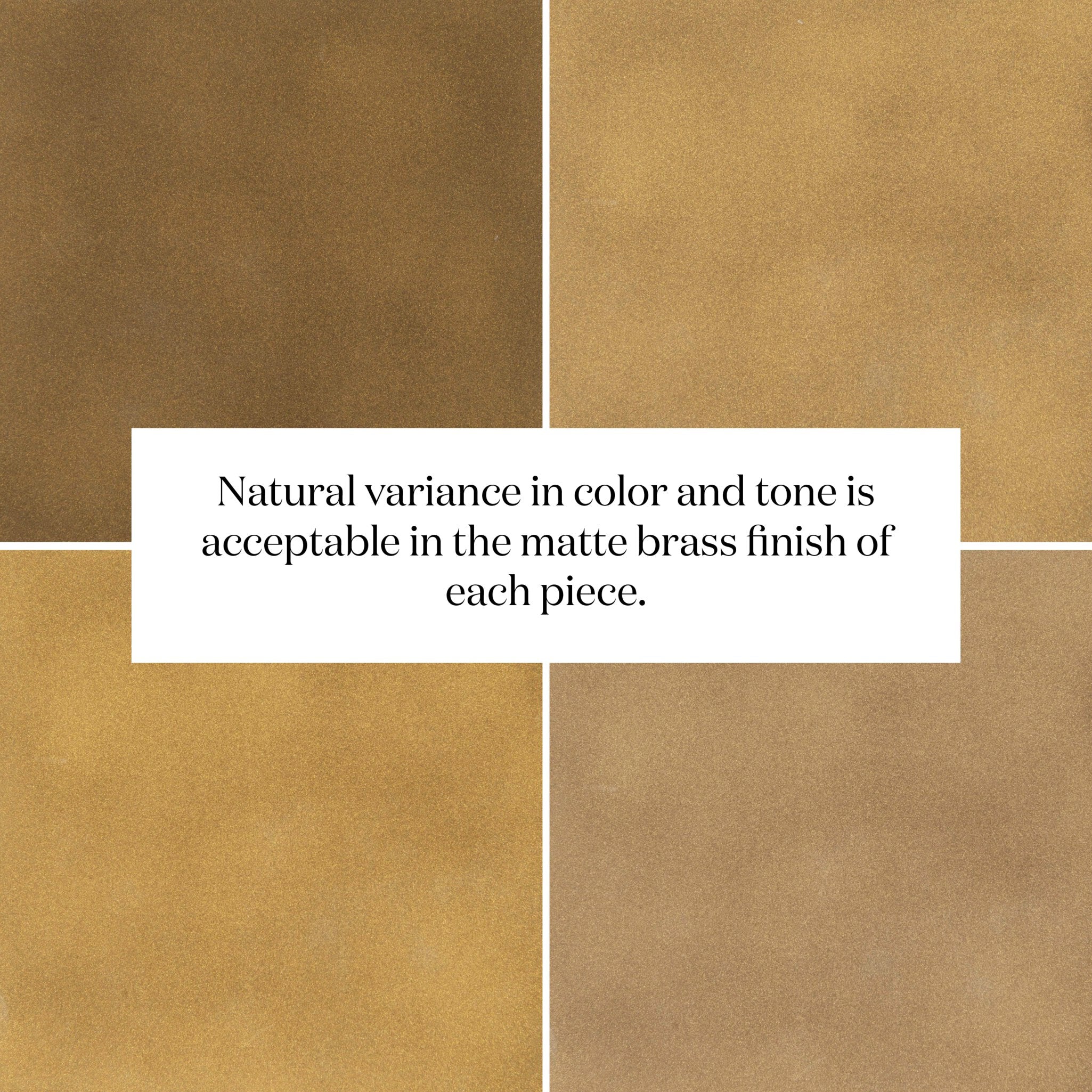 Four brown color swatches showing the variance in color for the brass finish.