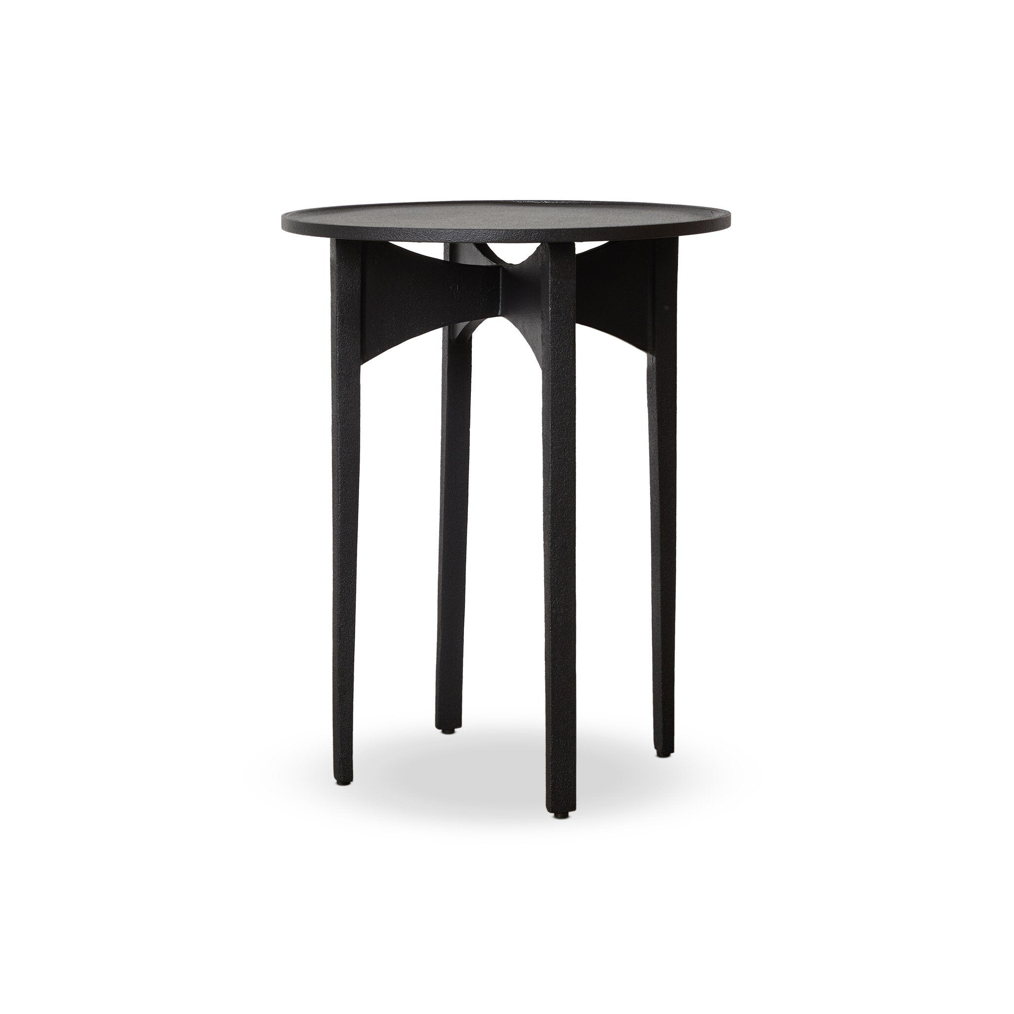 Simple textured black iron end table.