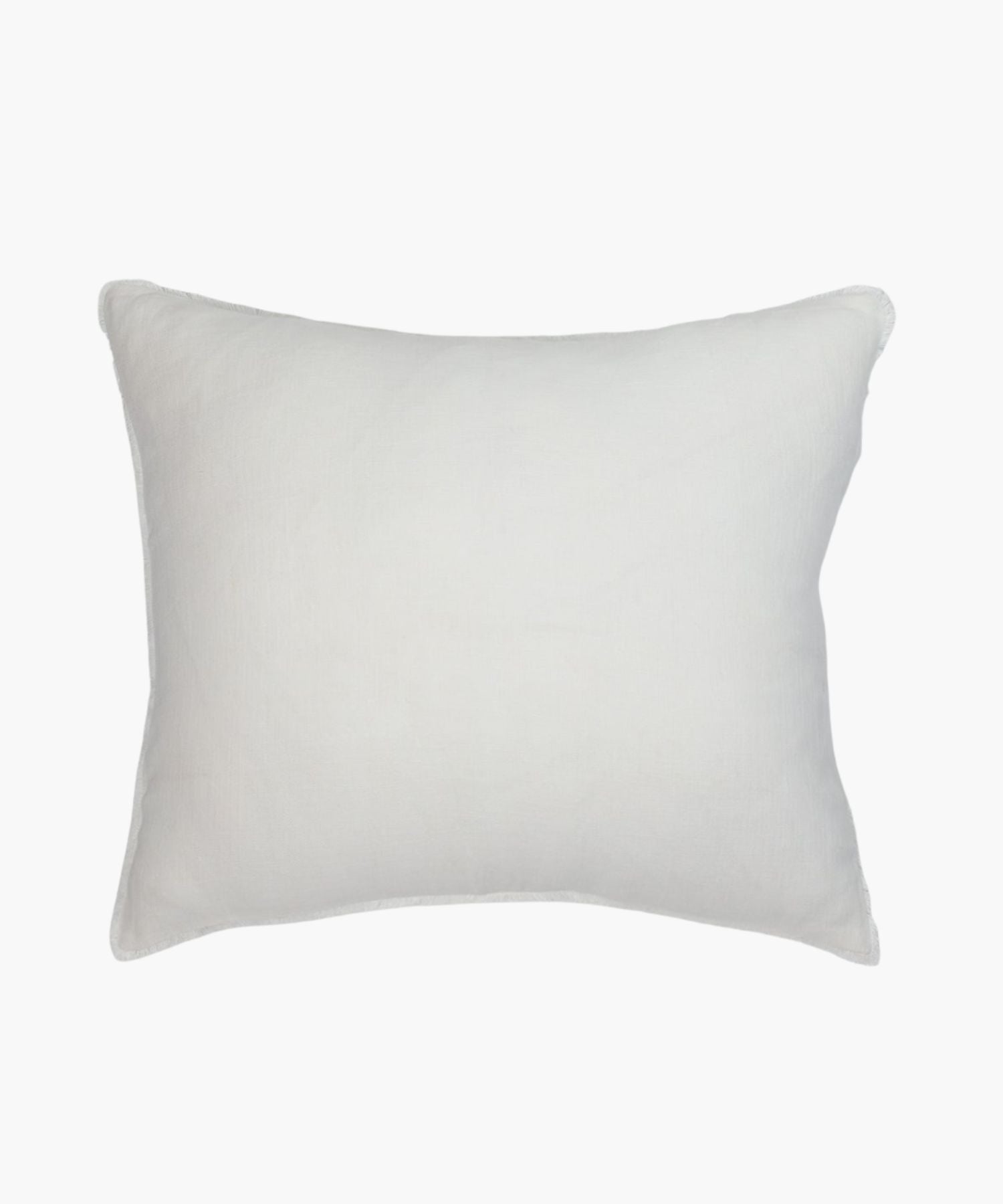 Square ivory linen pillow on a white background highlighting fabric texture, stitching, and finish. | Wildwood Home Co.
