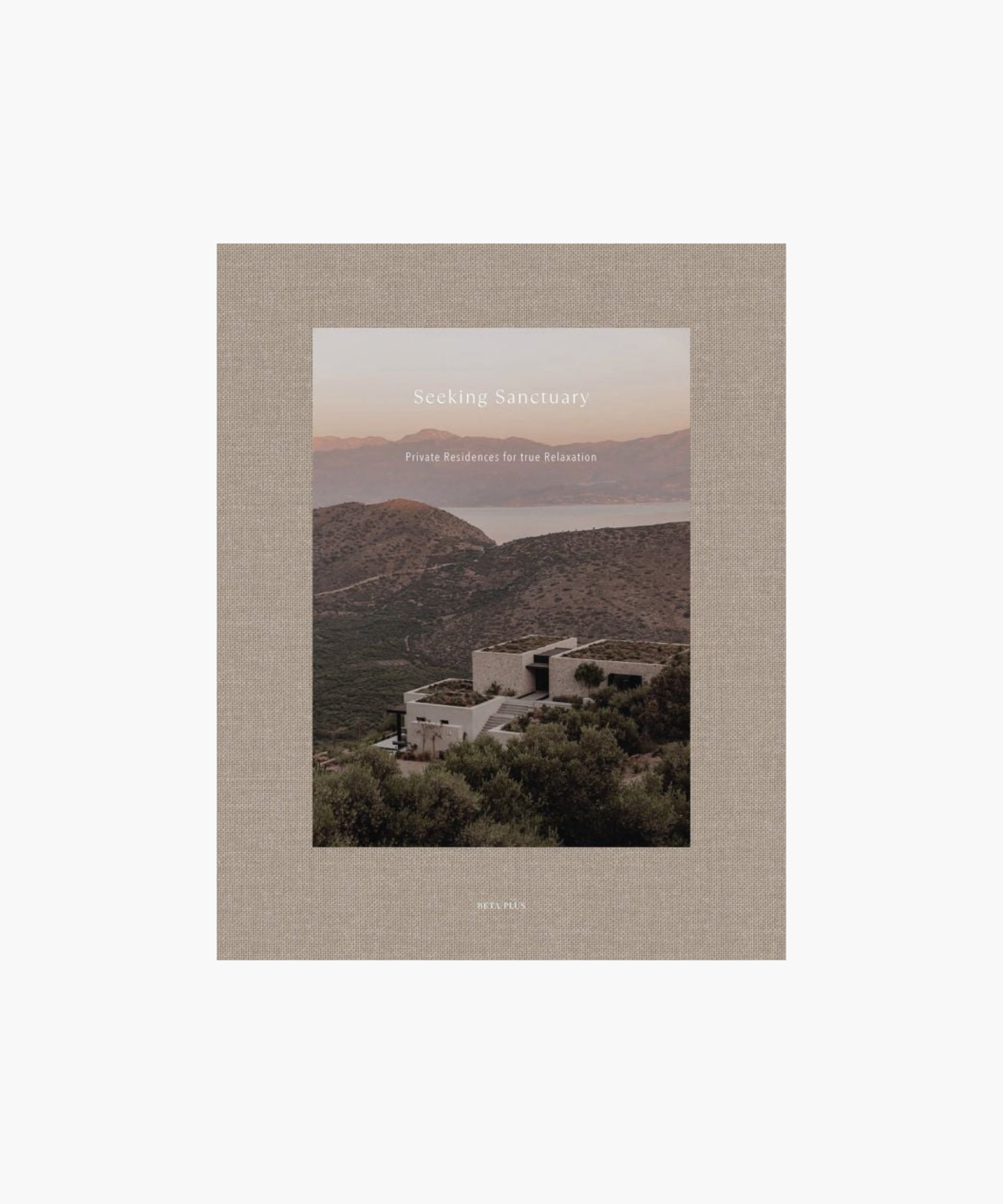 A minimalist building sits amidst lush greenery on a hill overlooking a calm sea, with the tranquil caption, "Seeking Sanctuary: Private Residences for True Relaxation." | Wildwood Home Co.