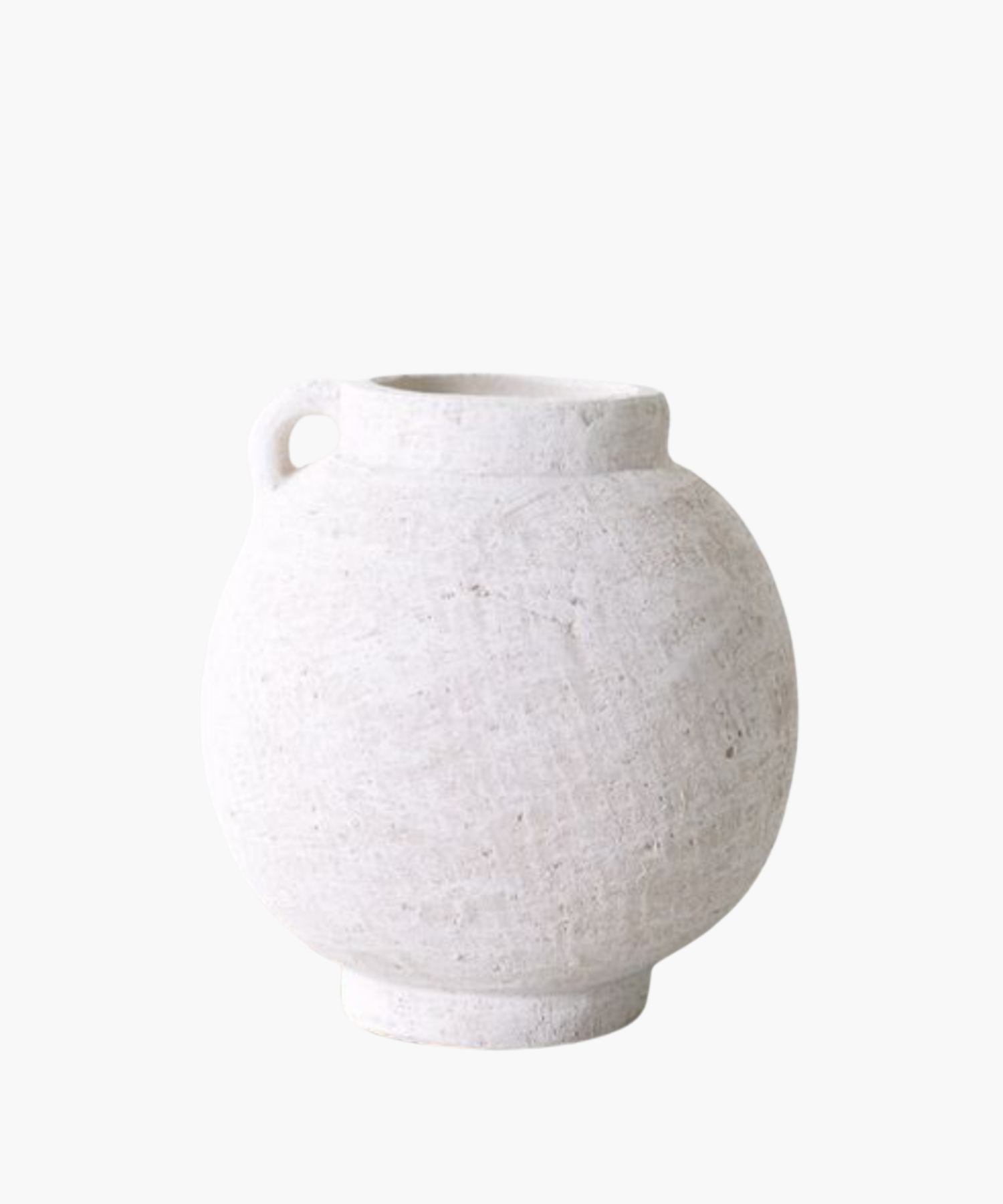 A white, round, ceramic Truett vase with a textured surface on a plain background. | Wildwood Home Co.